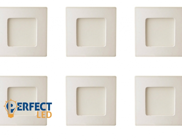 MasterLED 5+1 db 3 W-os süllyesztett natúr fehér négyzet alakú LED-es mennyezetlámpa