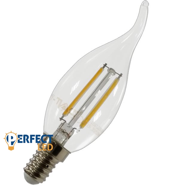 2W E14 COG szálas LED gyertya égő szélfújta természetes fehér