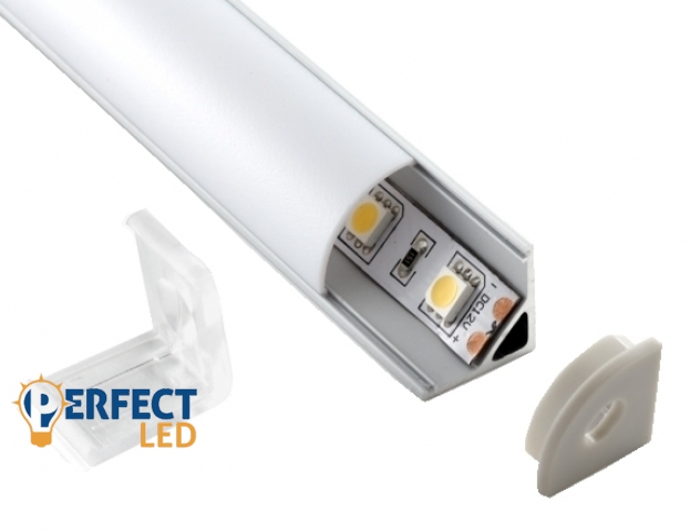 Ledprofiles Sarok aluprofil íves opál fedéllel 2 méteres szál