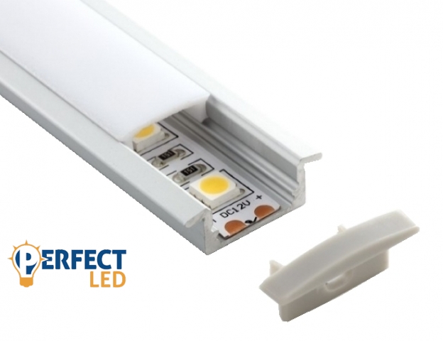 Ledprofiles Süllyeszthető aluprofil opál fedéllel 2 méteres szál