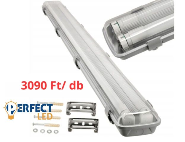 Berge 120 cm-es armatúra 2x18 W-os víztiszta fedéllel natúr fehér LED fénycsövekkel 16 dobozos csomagár