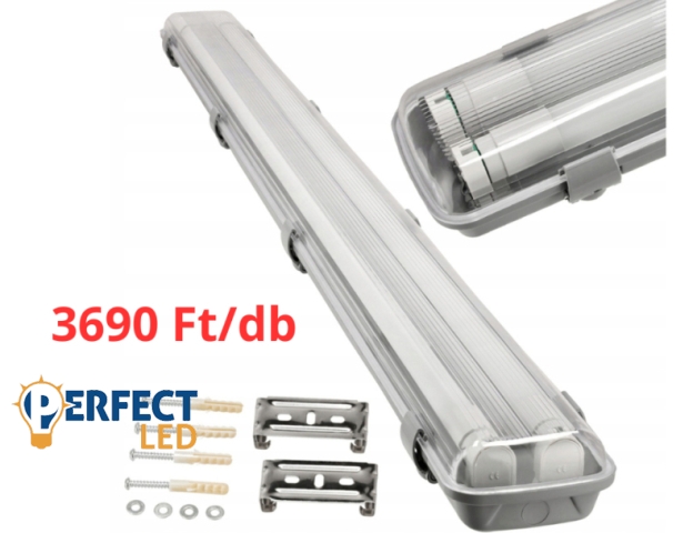 Berge 120 cm-es armatúra 2x18 W-os víztiszta fedéllel natúr fehér LED fénycsövekkel 2 dobozos csomagár