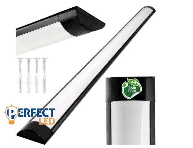 Berge Batten Led 36 W 120 cm falon kívüli fekete lámpa IP20-as védettséggel