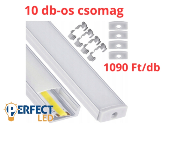 Berge SZETT felületre szerelhető alumínium aluprofil opál fedéllel 2 méteres szál - 10 db-os csomag