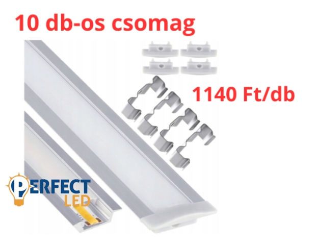 Berge SZETT süllyesztett alumínium aluprofil opál fedéllel 2 méteres szál - 10 db-os csomag