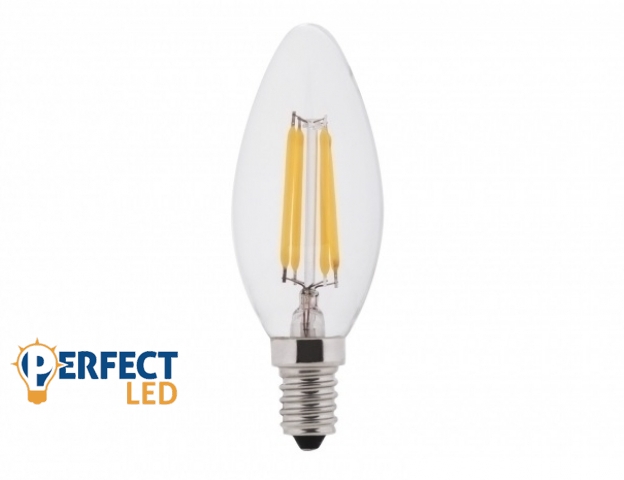 Perfectled E14-es foglalatú 4W-os meleg fehér izzó dimmelhető filamentszálas