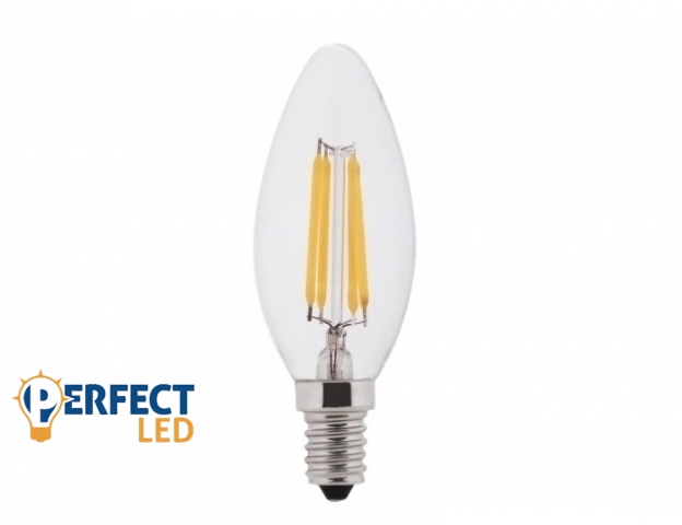 Perfectled E14-es foglalatú 4W-os natúr fehér izzó dimmelhető filamentszálas