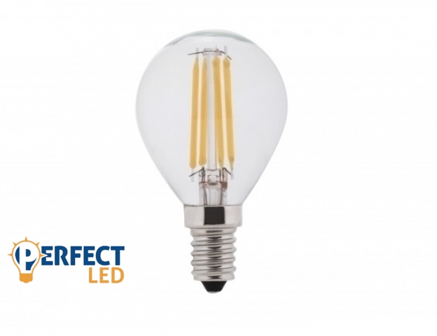Perfectled E14-es foglalatú 4W-os natúr fehér izzó dimmelhető filamentszálas gömb