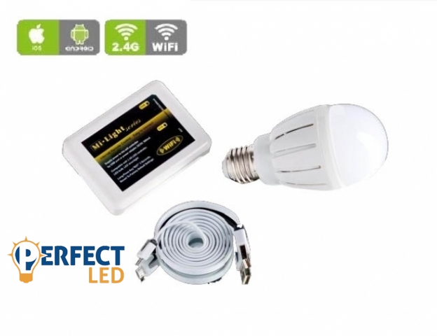 Mi-Light E27-es foglalatú 6W-os izzó RGBW + Wifi