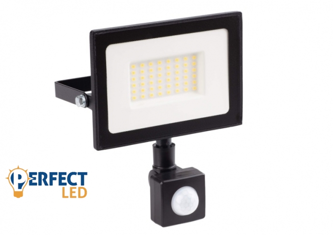 EcoLight 50 W-os natúrfehér mozgásérzékelős LED reflektor