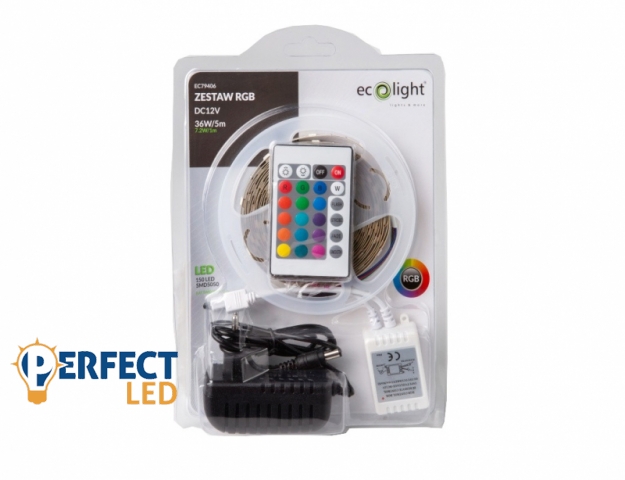 EcoLight beltéri RGB 30 Led/méteres led szalag szett/5 méter