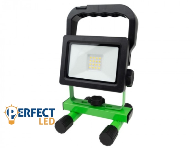 EcoLight 10 W-os natúrfehér hordozható LED reflektor újratölthető akkumlátorral