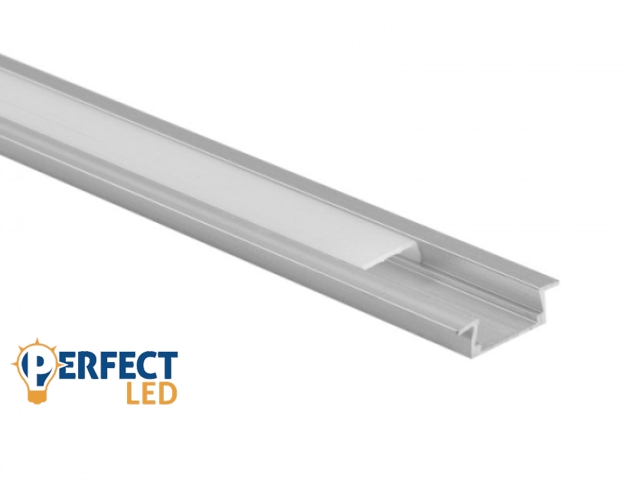 EcoLight 2 méteres süllyeszthető aluprofil opál fedővel és tartozékokkal egy szettbe csomagolva