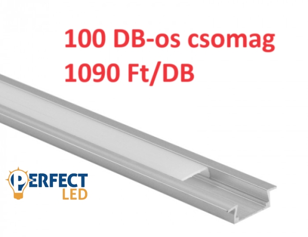 EcoLight 2 méteres süllyeszthető aluprofil opál fedővel és tartozékokkal egybe csomagolva 100 db-os csomag