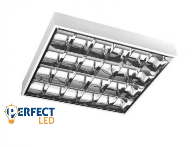 EcoLight 4x60cm-es raszteres tükrös armatúra G13-as foglalattal