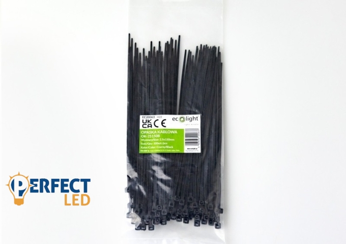 EcoLight Kábelkötegelő OK-25150B 2 5x150 mm fekete 100 db-os kiszerelés