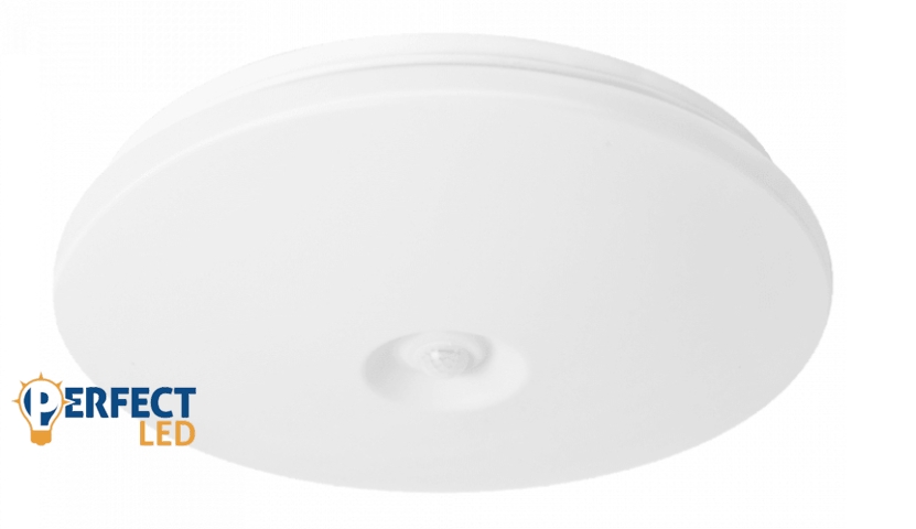 EcoLight LED 12 W-os ø260 mm beépített mozgásérzékelős kerek fehér mennyezeti lámpa IP44-es védettségű