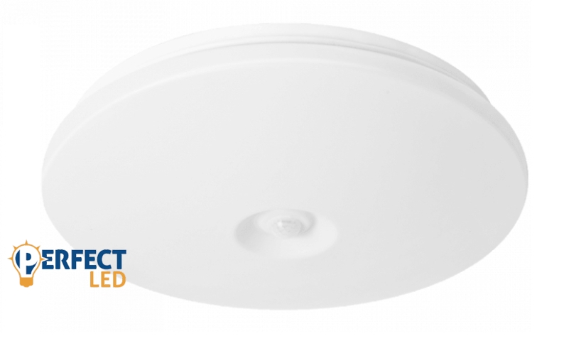 EcoLight LED 18 W-os ø330 mm beépített mozgásérzékelős kerek fehér mennyezeti lámpa IP44-es védettségű