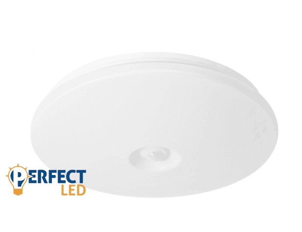 EcoLight LED 24 W-os ø380 mm beépített mozgásérzékelős kerek fehér mennyezeti lámpa IP44-es védettségű
