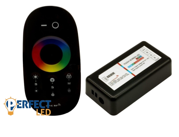EcoLight RGBW távirányító fekete színű + 1 db vezérlő 24A 288W RF