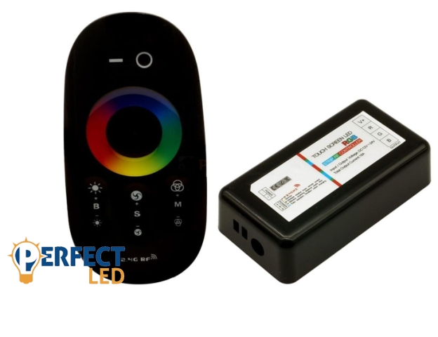 EcoLight RGB távirányító fekete színű + 1 db vezérlő 18A 216W RF