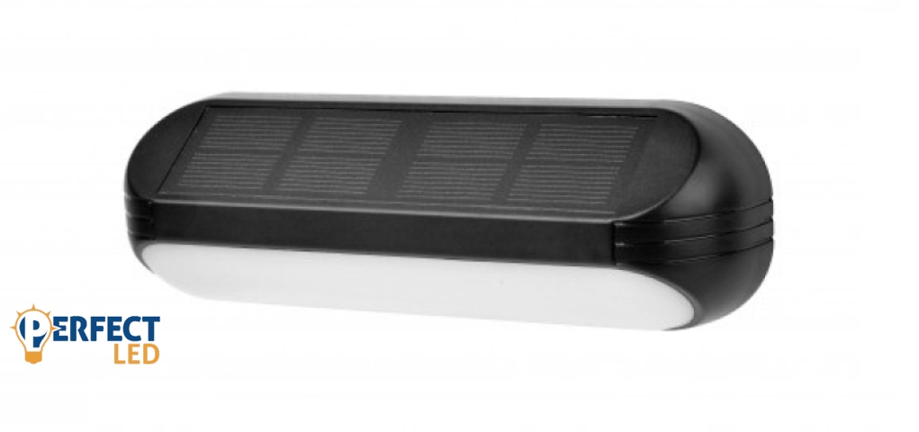 EcoLight Solar RGB+WW fekete homlokzati lámpatest IP65-ös védettségű