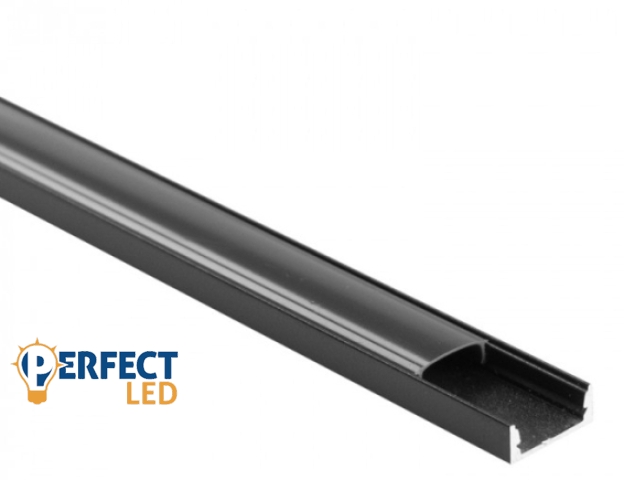 EcoLight felületre szerelhető fekete aluprofil fekete fedéllel 2 méteres szál