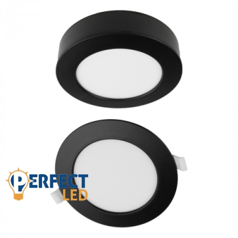 Ecolight 12W-os kerek alakú CCT fekete süllyesztett és felületre szerelhető lámpa