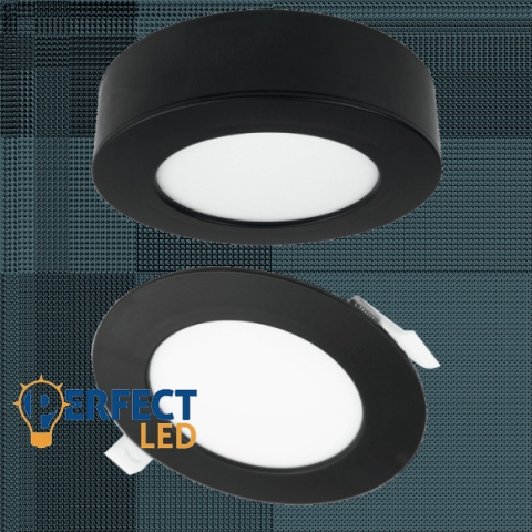 Ecolight 6W-os kerek alakú CCT fekete süllyesztett és felületre szerelhető lámpa