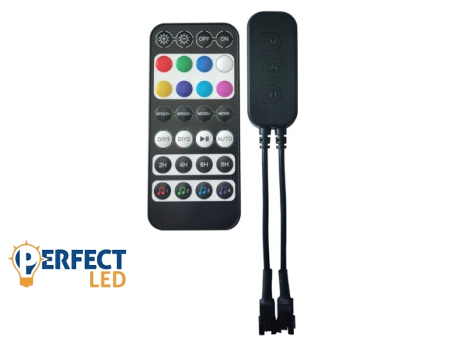 Perfectled Prémium Long digitális ledszalag RGB vezérlő 28 gombos bluetooth-os fehér távirányítóval