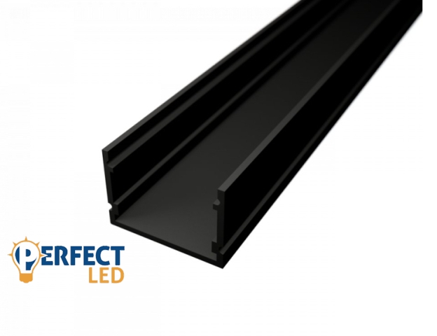 Ledprofiles Felületre szerelhető fekete aluprofil mély dupla soros 2 méteres szál