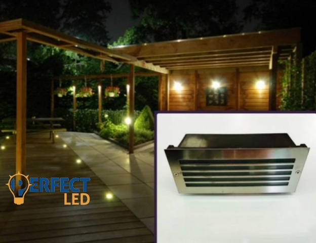 Perfectled Oldalfalba süllyeszthető króm kerti lámpatest cserélhető fényforrással