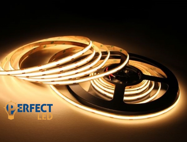Perfectled Prémium 480 LED/méteres 12 V-os beltéri meleg fehér LED COB szalag
