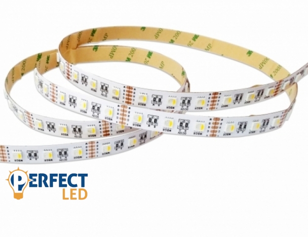 Perfectled Prémium 60 LED/méteres 24 V-os vízálló RGB + hideg fehér 5050 LED szalag 5m/ tekercs