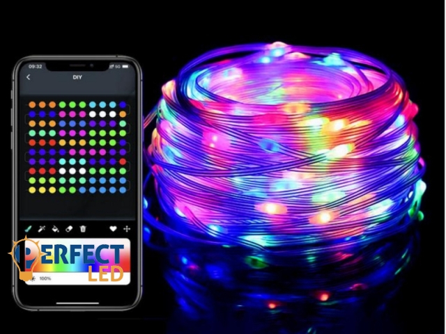 Perfectled Prémium Ideal telefonról vezérelhető RGB fényfüzér IP65-ös védettséggel 10 méter/tekercs