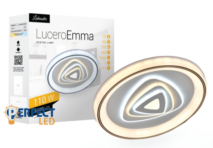 Lucero Emma 110 W-os 50 cm átmérőjű fehér LED távirányítós és mobil applikációval vezérelhető mennyezeti lámpa