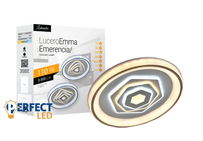 Lucero Evelin 110 W-os 50 cm átmérőjű fehér LED távirányítós és mobil applikációval vezérelhető mennyezeti lámpa