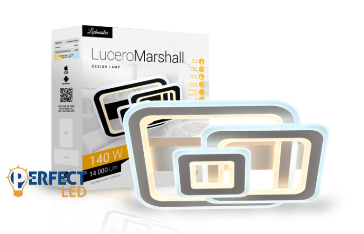 Lucero Marshall 140 W-os 50 cm átmérőjű fehér LED távirányítós és mobil applikációval vezérelhető mennyezeti lámpa