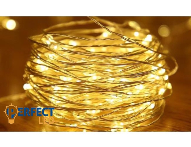 MasterLED 10m-es LED fényfüzér meleg fehér 3xAA