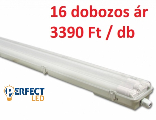 MasterLED 120 cm-es armatúra 2x18 W-os víztiszta fedéllel LED fénycsövekkel 16 dobozos csomagár