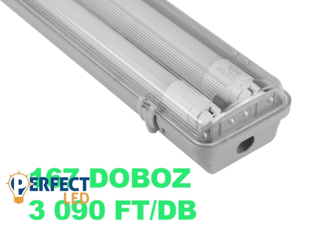 MasterLED 120 cm-es armatúra 2x18 W-os víztiszta fedéllel natúr fehér LED fénycsövekkel 167 dobozos csomagár