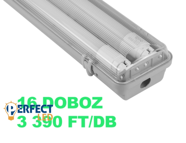 MasterLED 120 cm-es armatúra 2x18 W-os víztiszta fedéllel natúr fehér LED fénycsövekkel 16 dobozos csomagár