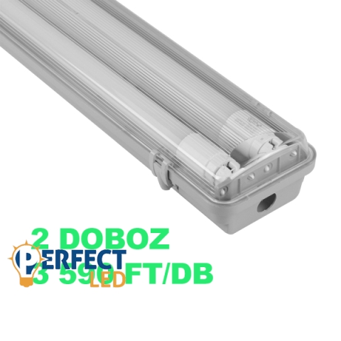MasterLED 120 cm-es armatúra 2x18 W-os víztiszta fedéllel natúr fehér LED fénycsövekkel 2 dobozos csomagár