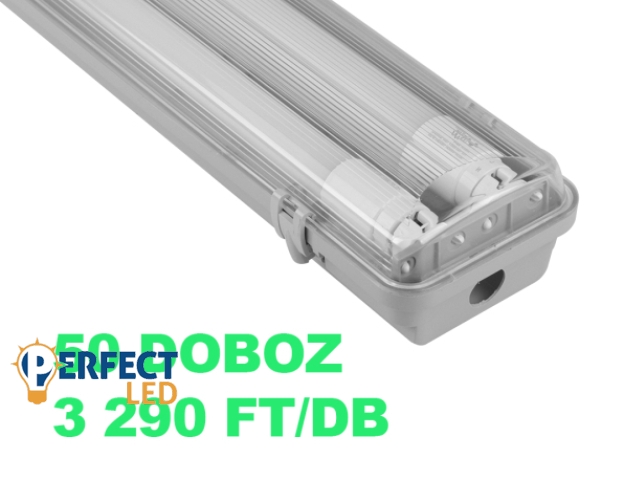 MasterLED 120 cm-es armatúra 2x18 W-os víztiszta fedéllel natúr fehér LED fénycsövekkel 50 dobozos csomagár