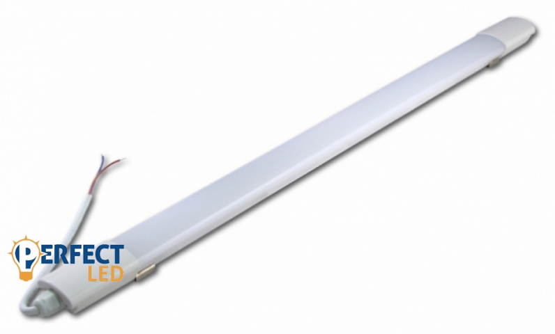 MasterLED 36 W-os 126 cm hosszúságú falon kívüli natúr fehér téglalap alakú por- és pára mentes lámpa