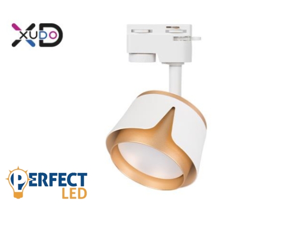 MasterLED Bud fehér/arany 1 fázisú sínre szerehető lámpa keret GX53-as foglalattal