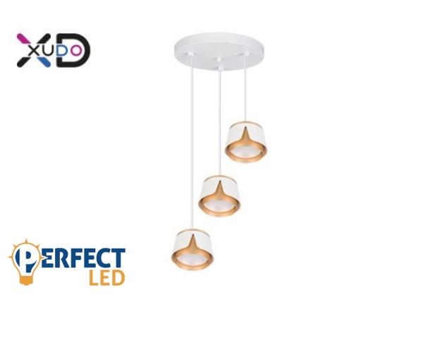 MasterLED Bud fehér/ arany színű függesztett mennyezeti lámpa 3xGX53-as foglalattal