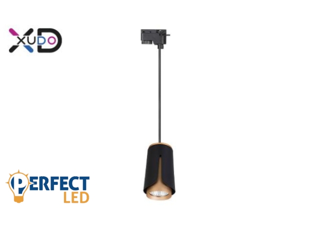 MasterLED Bud fekete/arany 1 fázisú sínre szerehető függesztett lámpa keret GU10-es foglalattal