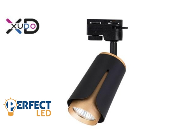 MasterLED Bud fekete/arany 1 fázisú sínre szerehető lámpa keret GU10-es foglalattal