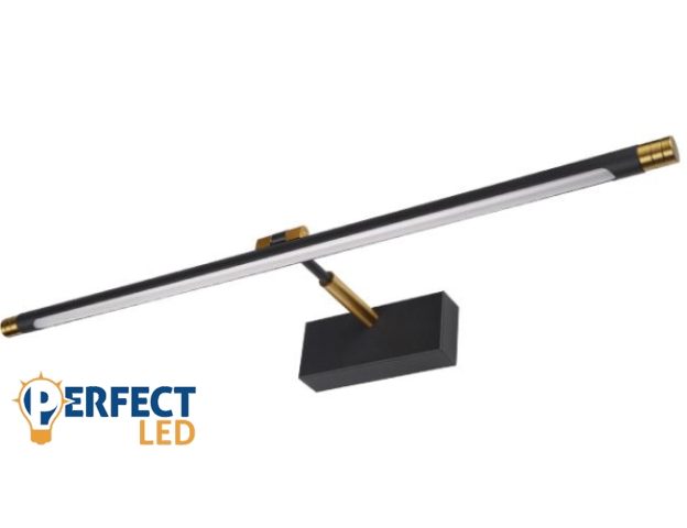 MasterLED Gemino 12W 4000K 56 cm fekete/arany tükör feletti lámpa IP44-es védettségű